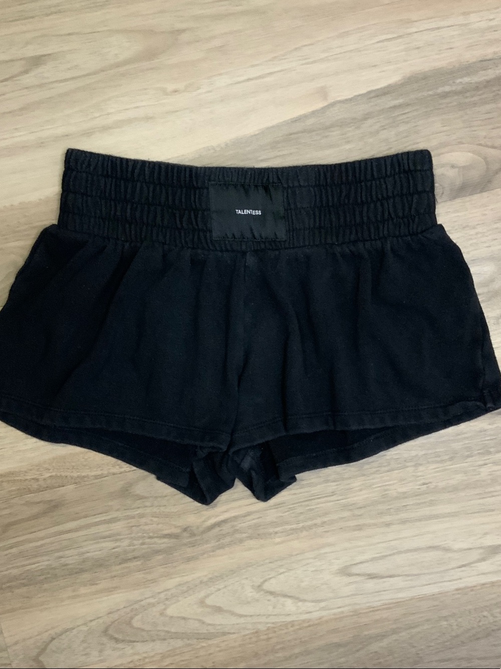 TALENTLESS Black High-Waist Elastic Lounge Shorts